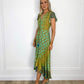 Jennifer Printed Wrap Dress - Green