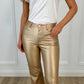 Solange Straight Leatherette Pants - Golden