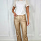 Solange Straight Leatherette Pants - Golden