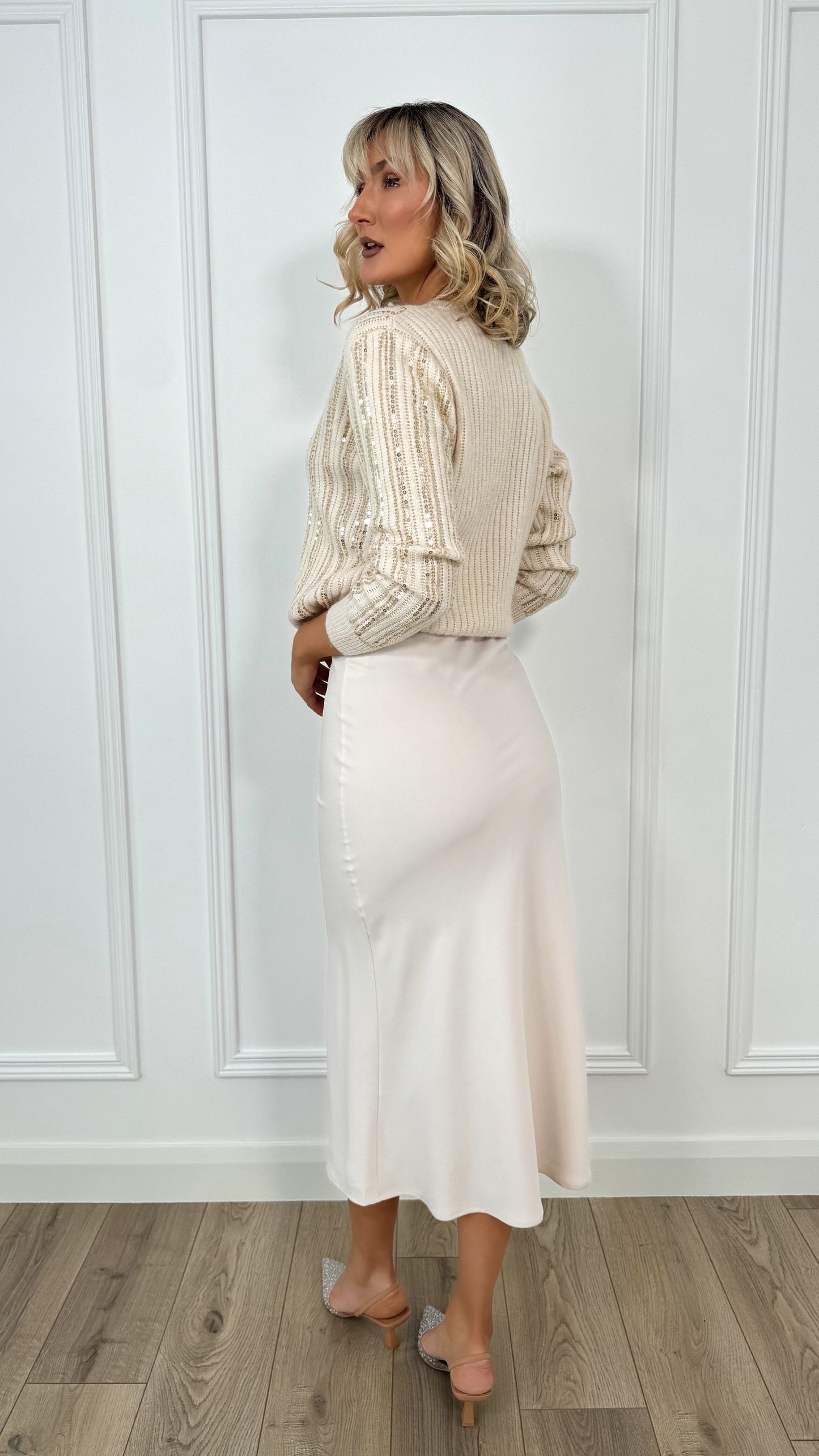 Olivia Cut Maxi Skirt - Beige