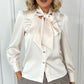 Norah Satin Shirt with Bow Tie - Light Beige