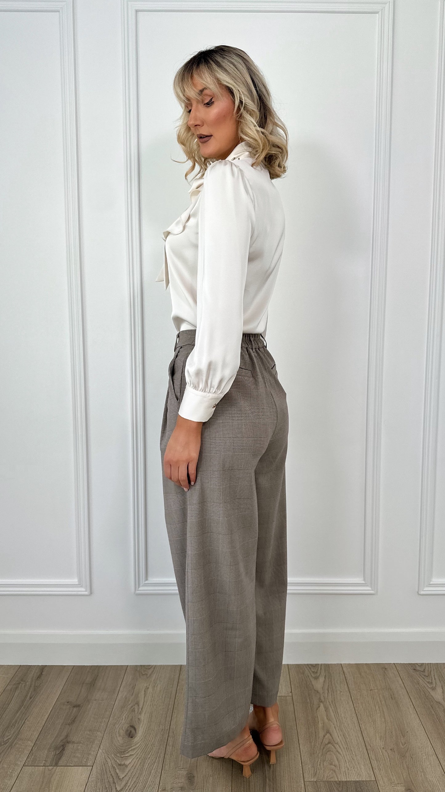 Bia Check Tailored Wide Trousers