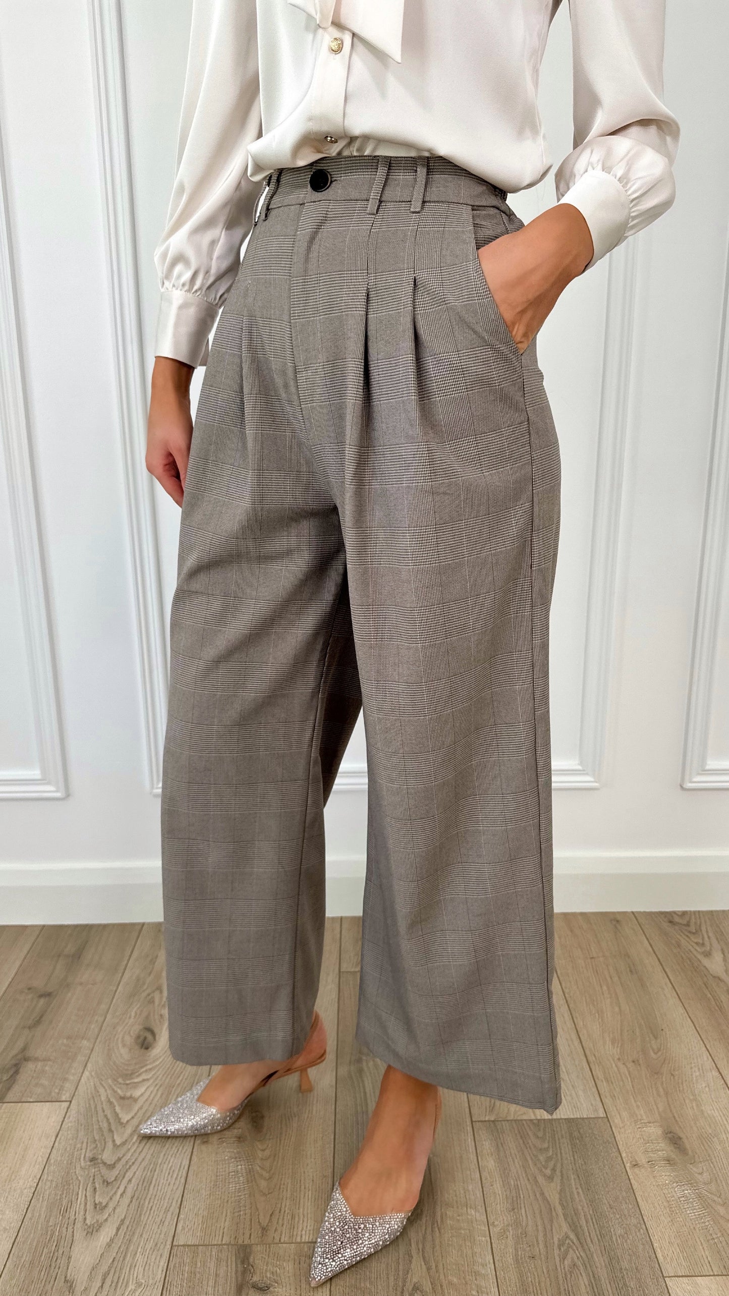 Bia Check Tailored Wide Trousers