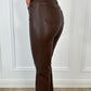 Solange straight leatherette pants - Chocolate