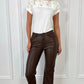 Solange straight leatherette pants - Chocolate