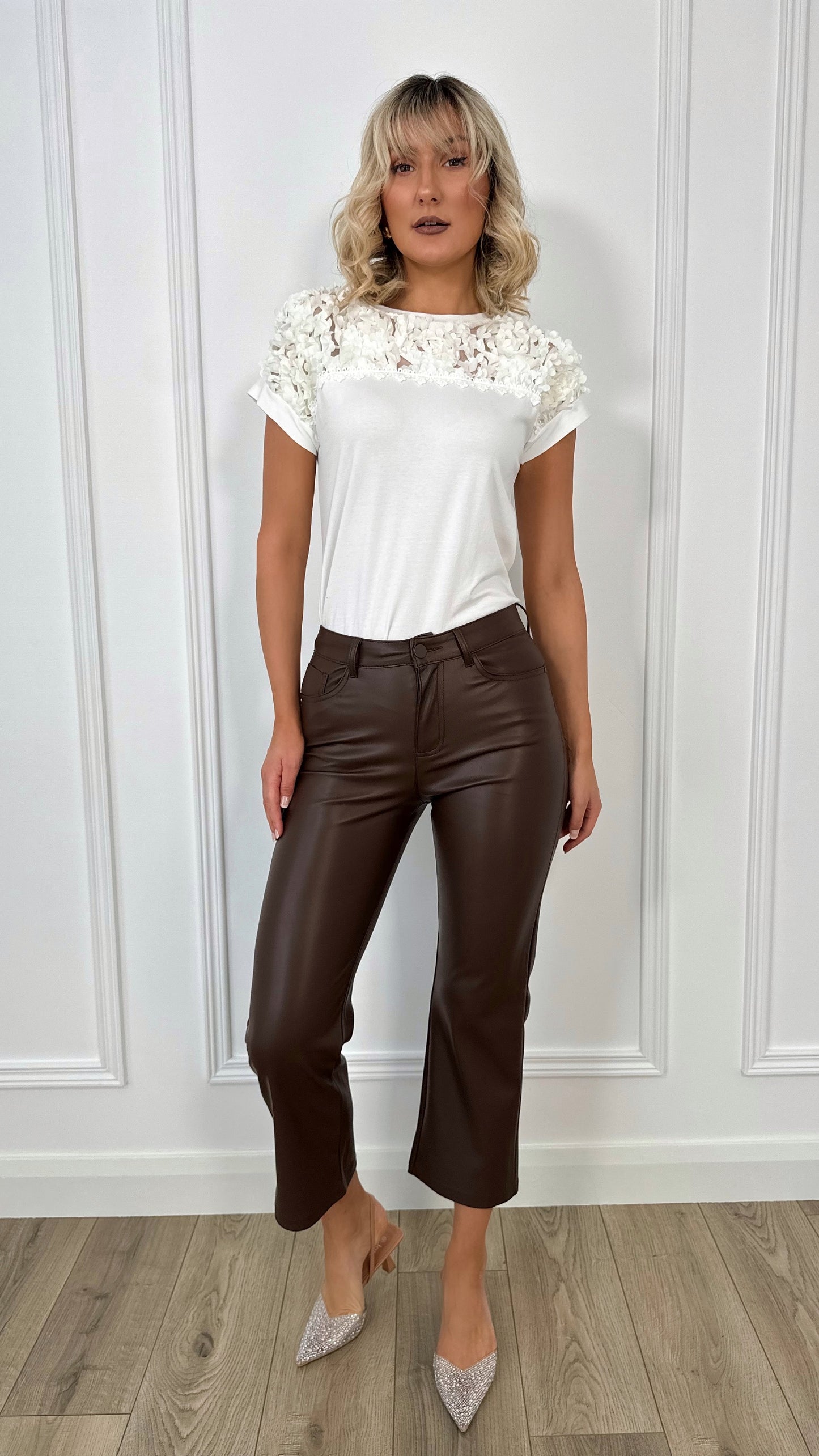 Solange straight leatherette pants - Chocolate