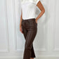 Solange straight leatherette pants - Chocolate