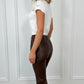 Solange straight leatherette pants - Chocolate