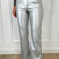 Barbara Trousers in Faux Leather - Silver