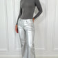 Barbara Trousers in Faux Leather - Silver