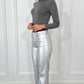 Barbara Trousers in Faux Leather - Silver