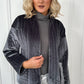 Paloma  Velvet Blazer Jacket with Pockets in Silver