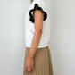 Monica Black Ruffle Short Sleeves Top - White
