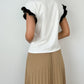Monica Black Ruffle Short Sleeves Top - White