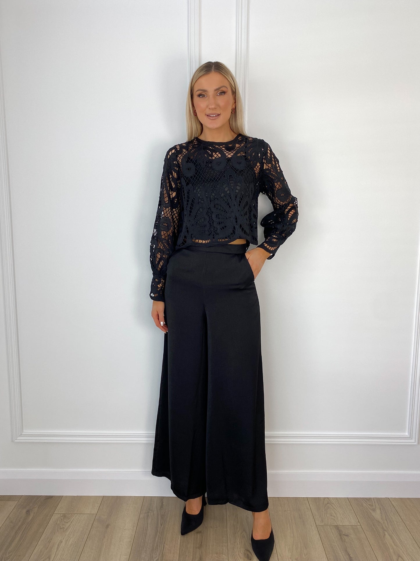 Gemma Satin Trousers - Black