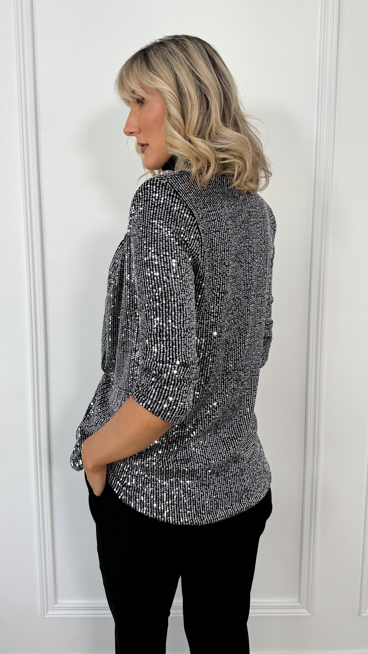 Nadia Sequin Blazer - Silver