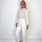 Ally White Tailored Trousers with Elastic Waist