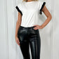 Davina Faux Leather Croc Trousers - Black