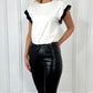 Davina Faux Leather Croc Trousers - Black