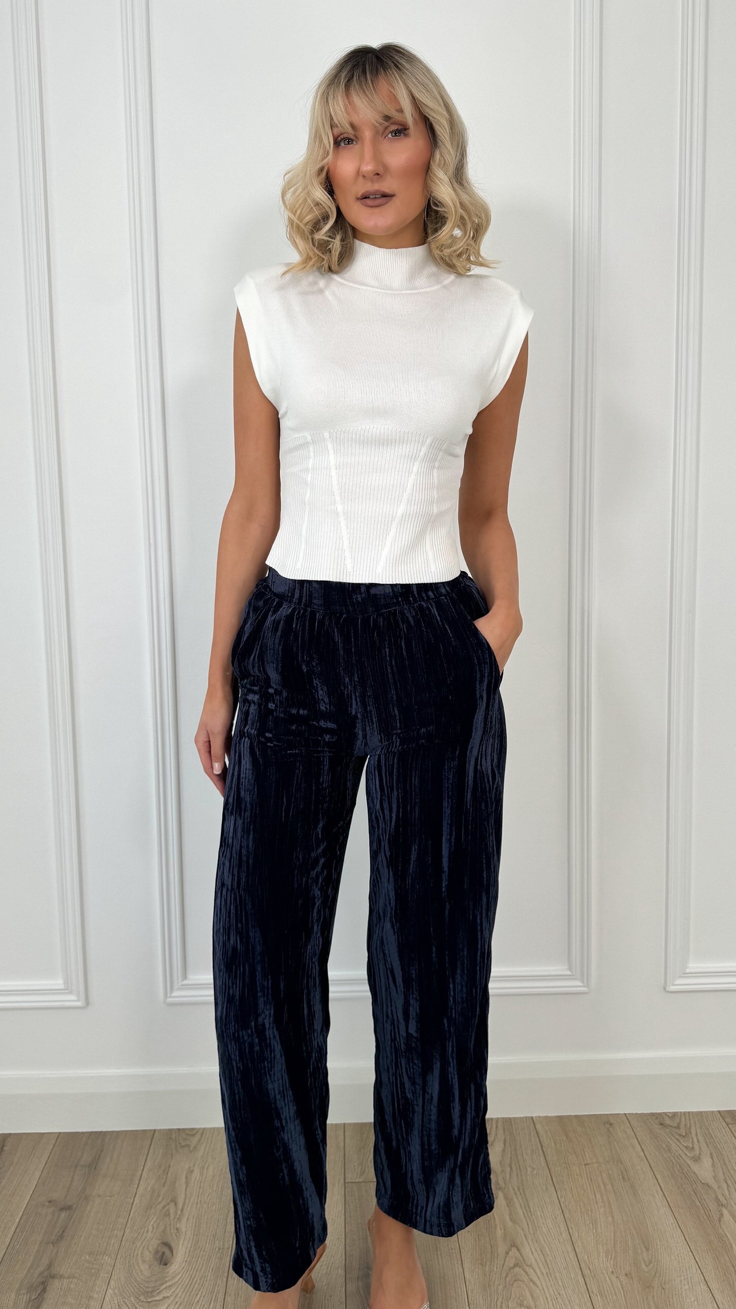 Velvet Trousers in Navy