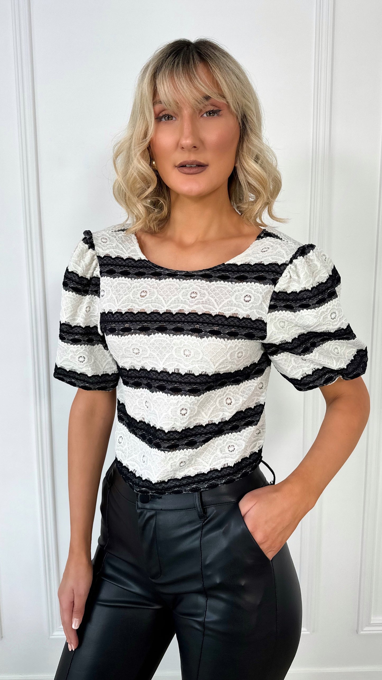 Lola Striped Crop Top - Black