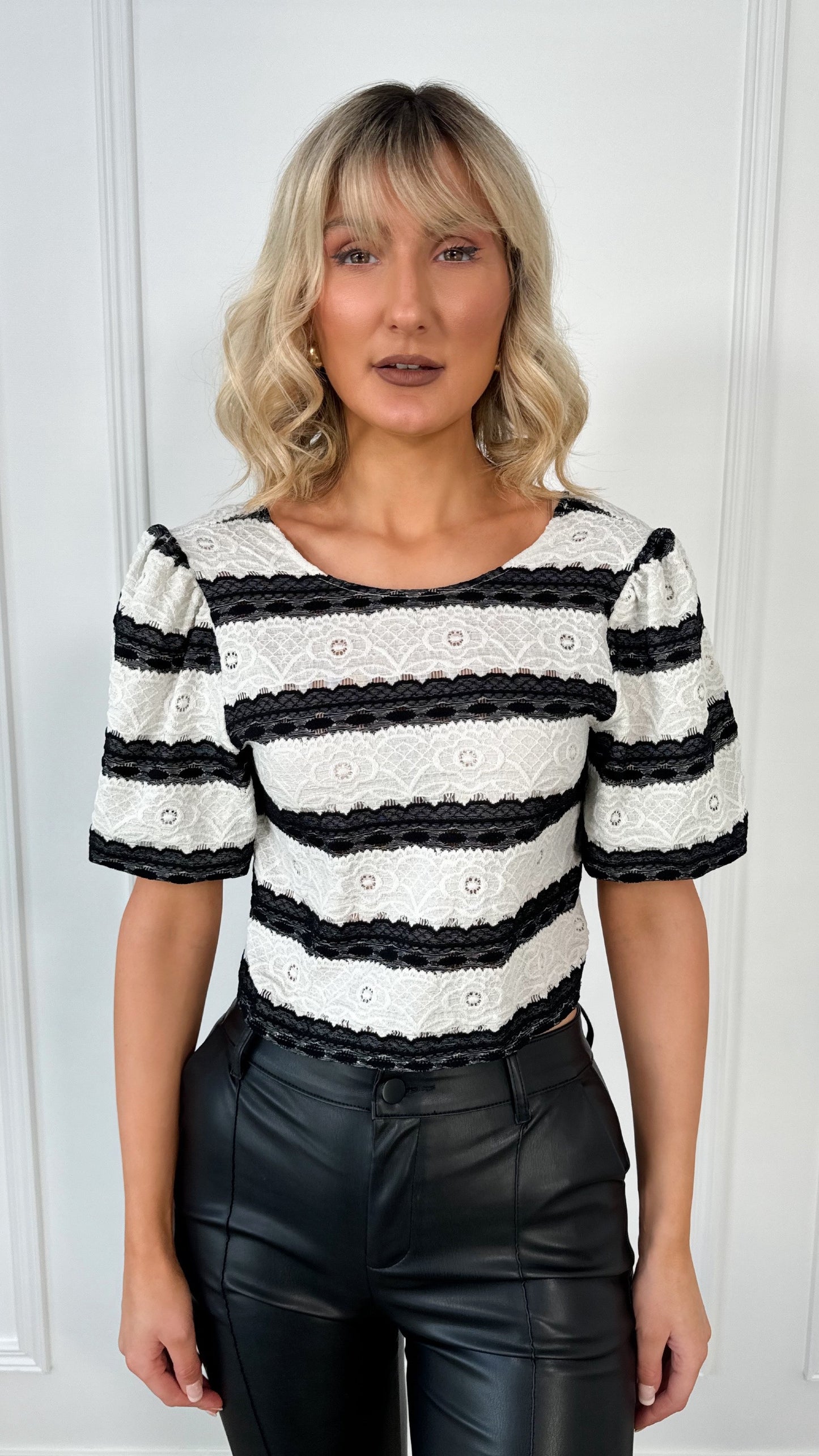 Lola Striped Crop Top - Black