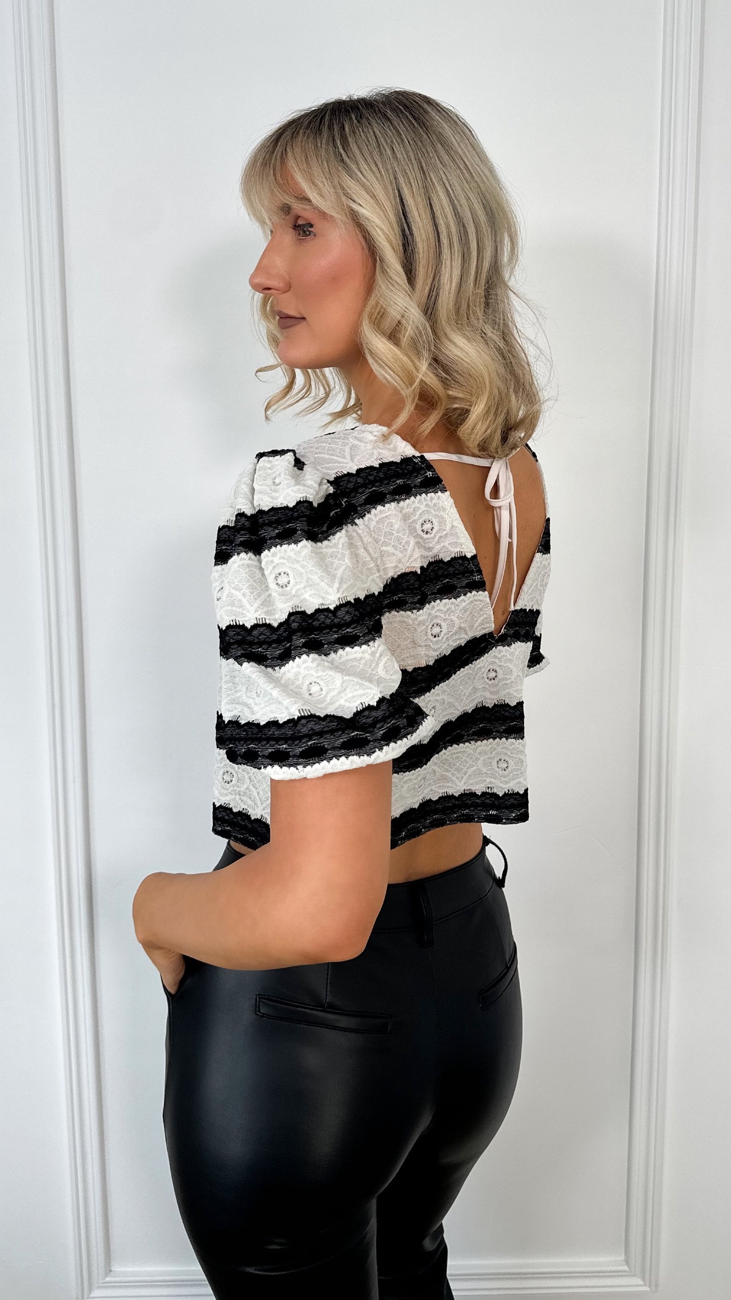 Lola Striped Crop Top - Black