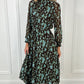 Amelia Printed High Neck Dress - Brown and Teal