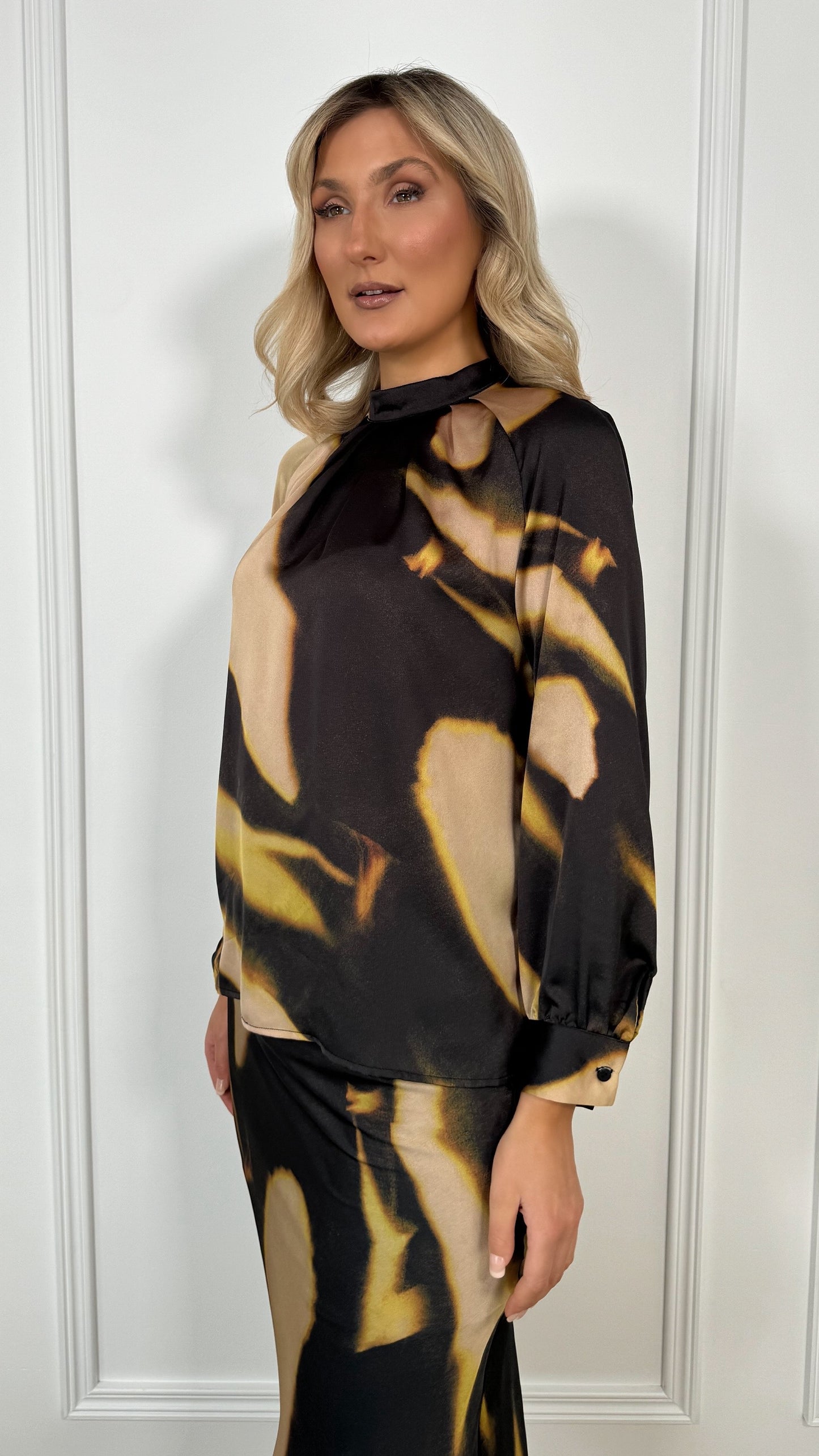 Isabella High Neck Satin Blouse