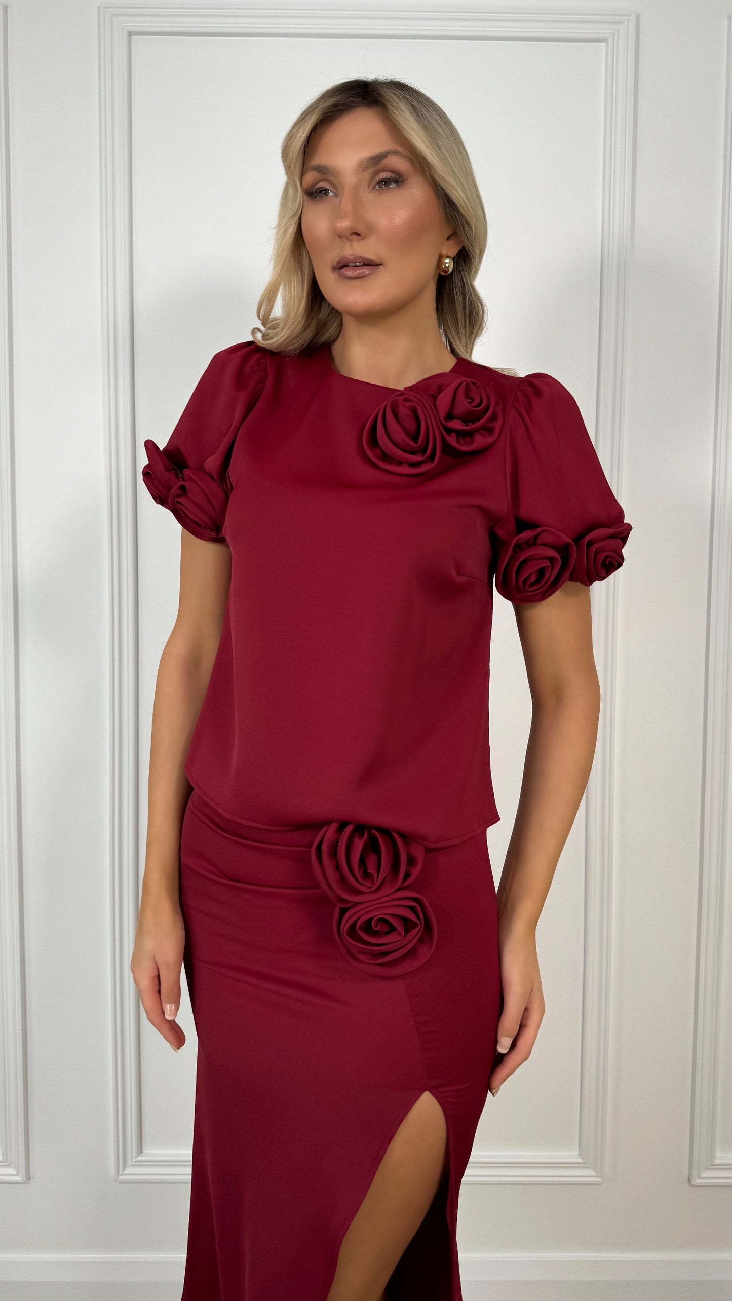 Ava Red Rose Blouse