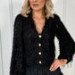 Emma Fringe Cardigan with Balloon Sleeves - Black