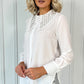 Bella Satin Shirt With Silver Stones Collar - White