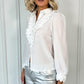 Sarah Button Down Blouse with Broderie Detail - White