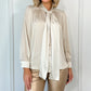 Sophia Satin Bowknot Shirt - Beige