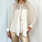 Sophia Satin Bowknot Shirt - Beige