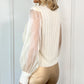 Sarah Bowknot Furry Blouse with See Through Sleeves - Beige