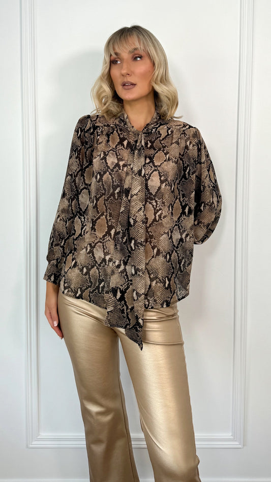 Nicole Animal Print Shirt - Brown