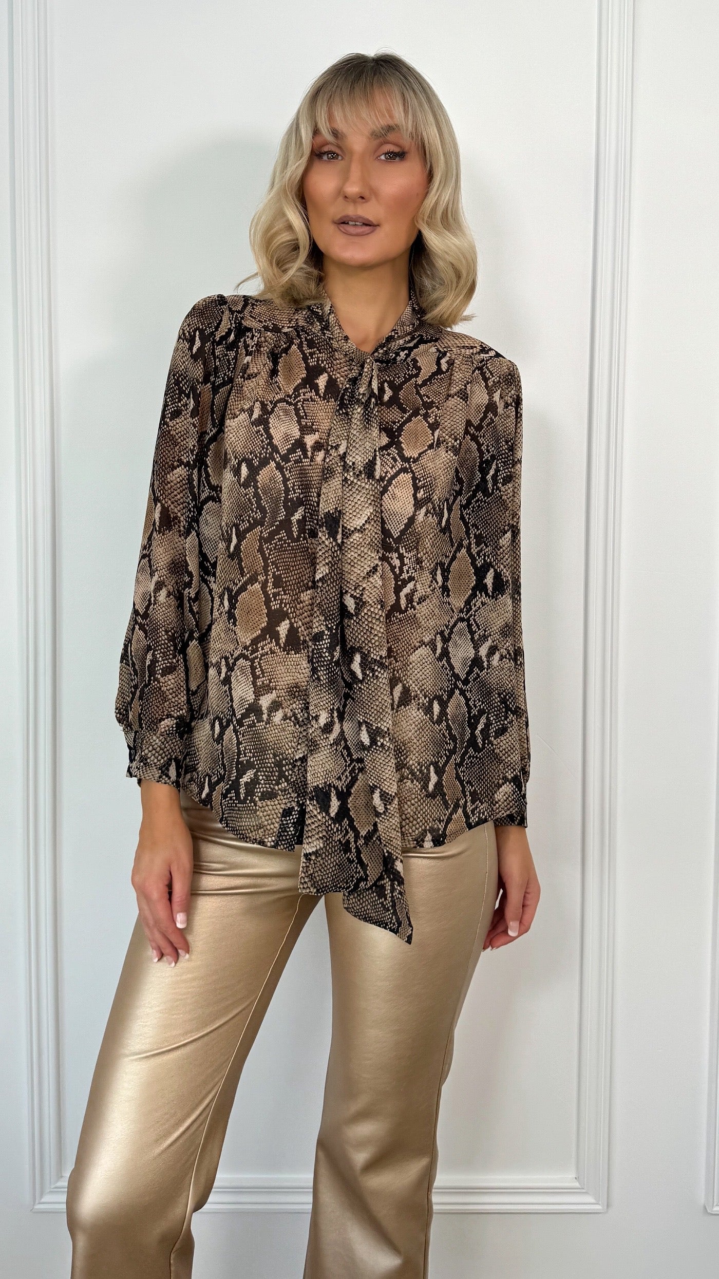 Nicole Animal Print Shirt - Brown