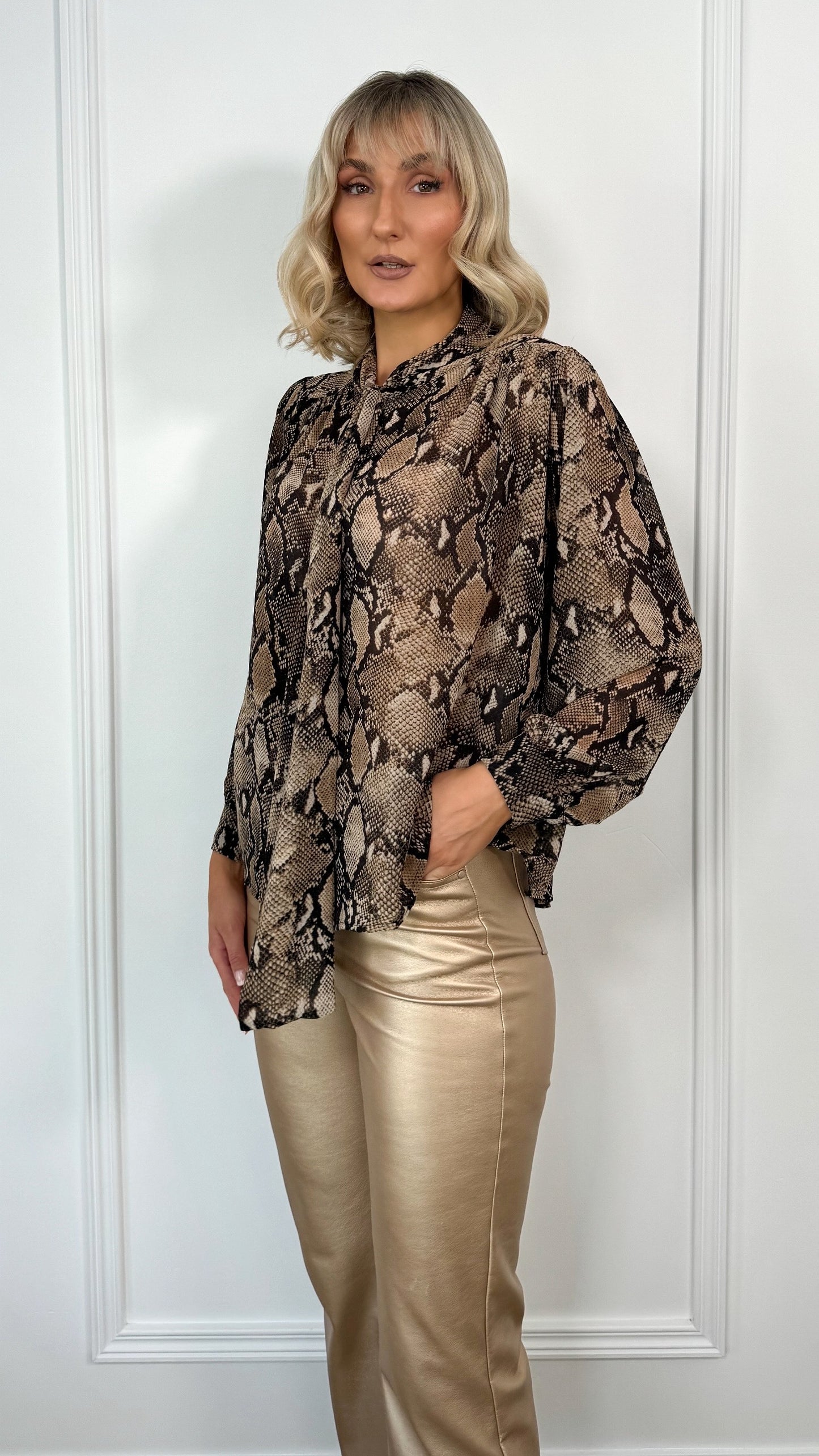 Nicole Animal Print Shirt - Brown