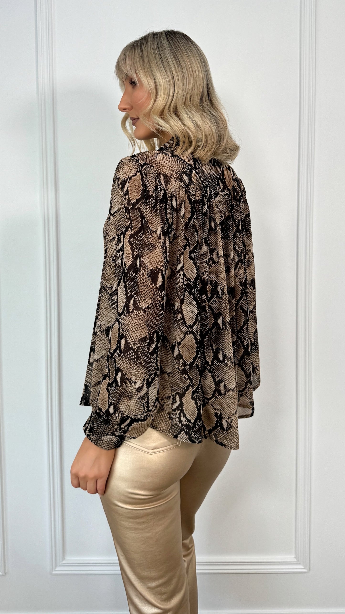 Nicole Animal Print Shirt - Brown