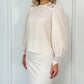 Leona Blouse with Embroidered Details - Beige