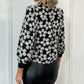 Kate Floral Sequin Shirt - Black and White