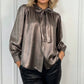 Lorna Bowknot Metallic Shirt - Bronze