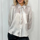 Lorna Bowknot Metallic Shirt - Beige