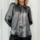 Lorna Bowknot Metallic Shirt - Black