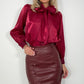 Aoife Bowknot Metallic Shirt - Red