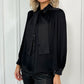 Sophia Satin Bowknot Shirt - Black