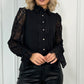 Lynda Embroidered Button Down Shirt - Black