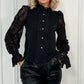 Lynda Embroidered Button Down Shirt - Black