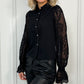 Lynda Embroidered Button Down Shirt - Black